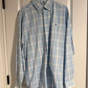 Vineyard Vines Men's Performance Light Blue Plaid Button-Down Shirt